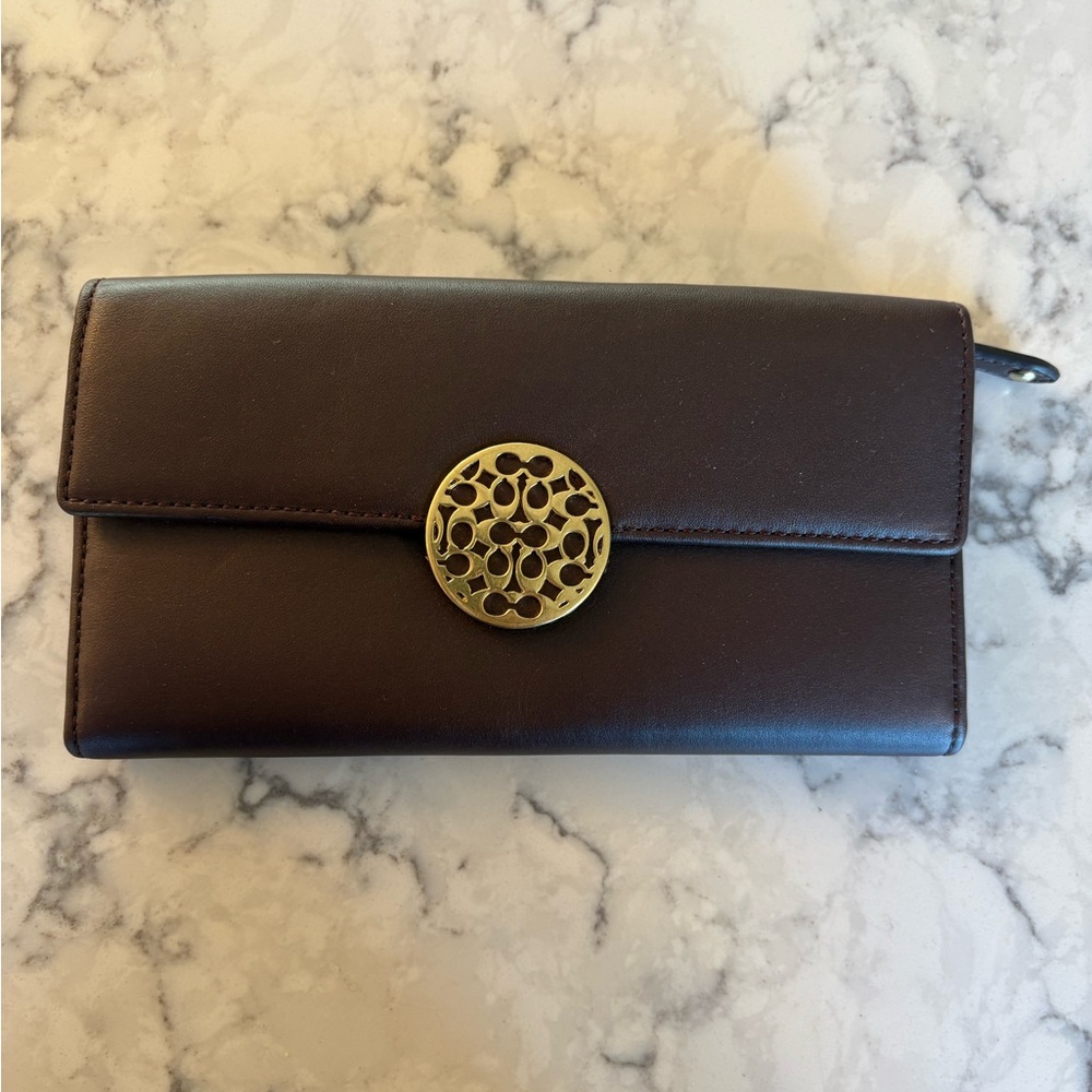 Coach Brown Leather Clutch - Trifold Wallet